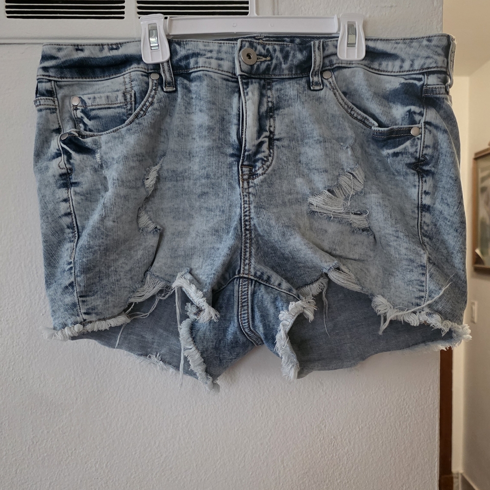 Torrid Light Blue Distressed Jean Shorts